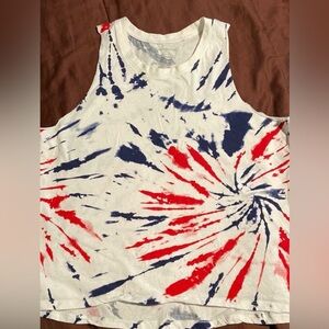 NWOT Grayson Threads Red and Blue Tie-Dye Tank Top